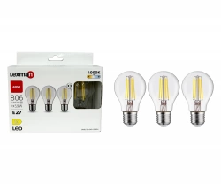 Lot de 3 ampoules led, E27, 806lm = 60W, blanc neutre, LEXMAN