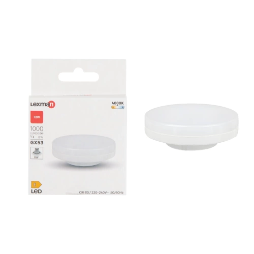 Ampoule led, palet GX53, 1000lm = 72W, blanc neutre, LEXMAN