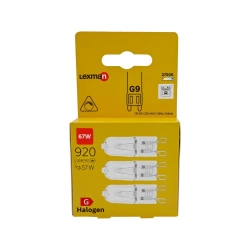 Lot de 3 ampoules halogène, capsule G9, 920lm = 67W, blanc chaud, dimmables, LEXMAN