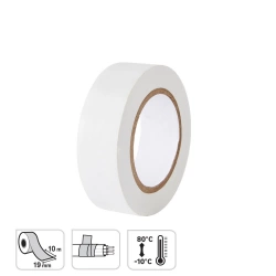 Ruban adhésif, L.10 m x l.19 mm blanc, LEXMAN