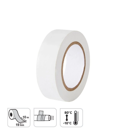 Ruban adhésif, L.10 m x l.19 mm blanc, LEXMAN