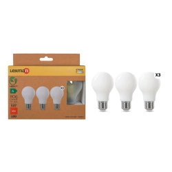 Lot de 3 ampoules led à filament classique, E27, 806lm = 60W, blanc chaud, LEXMAN