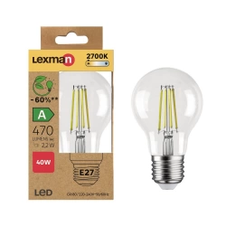 Ampoule led standard e27 3w=40w 470lm claire 2700k classe a LEXMAN