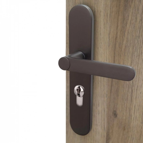 2 poignées de porte Meudon K trou de cylindre LINEA BERTOMANI, alu canon fusil