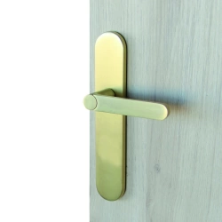 2 poignées de porte Meudon K sans trou BERTOMANI, entraxe 195 mm, laiton brossé