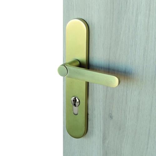 2 poignées porte MeudonK sans perçage à cylindre LINEA BERTOMANI laiton brossé