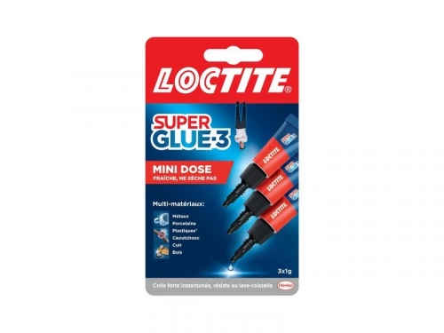 Lot de 3 colle Super Glue 3 cyanoacrylate, LOCTITE, 1 g