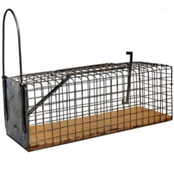 Piège nasse à rat longueur 28 cm socle bois MASY