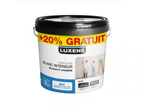Peinture blanc mur LUXENS Séjour et chambre mat 10L+20% gratuit