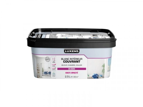 Peinture Mur, Plafond Et Boiserie Luxens Couvrant Blanc Velours, 2.5 L