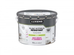 Peinture Mur, Plafond Et Boiserie Luxens Durable&Résistant Blanc Satiné, 10 L