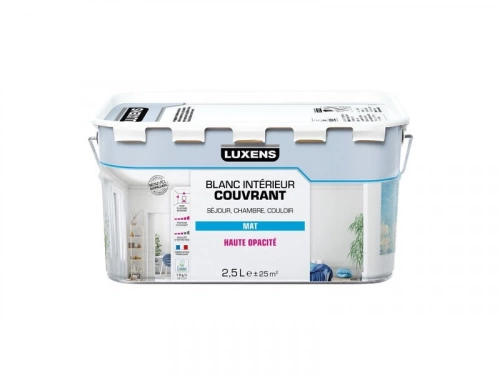 Peinture mur, plafond et boiserie couvrante, LUXENS, 2.5 L blanc mat