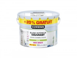 Peinture mur, boiserie blanc satin LUXENS Couvrant 10L+20% gratuit