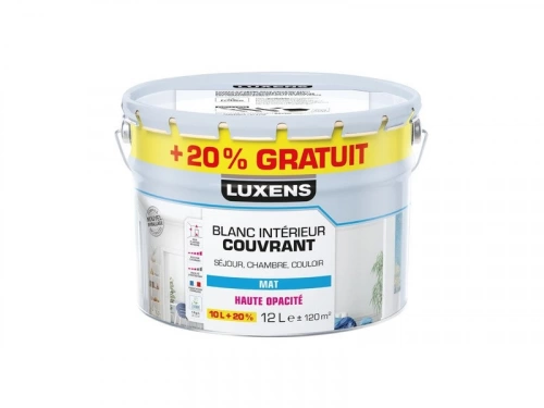Peinture mur, plafond, boiserie blanc mat LUXENS Couvrant 10L+20% gratuit