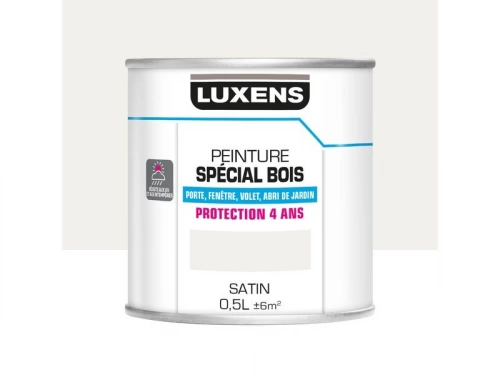 Peinture bois extérieur / intérieur, LUXENS, 0.5 L blanc satiné
