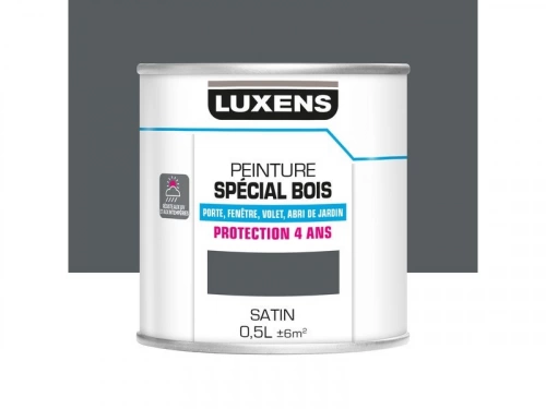 Peinture Bois Extérieur / Intérieur Luxens, Gris Basalte Satiné 0.5 L