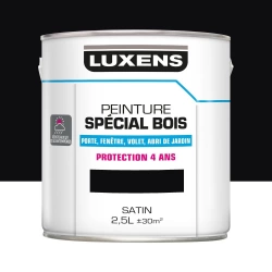 Peinture Bois Extérieur / Intérieur Luxens, Noir Satin 2.5 L