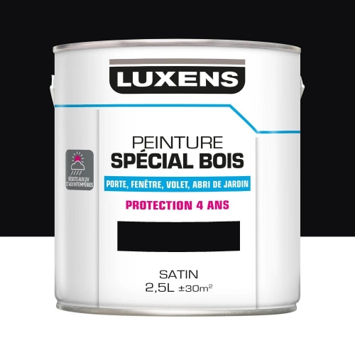 Peinture Bois Extérieur / Intérieur Luxens, Noir Satin 2.5 L