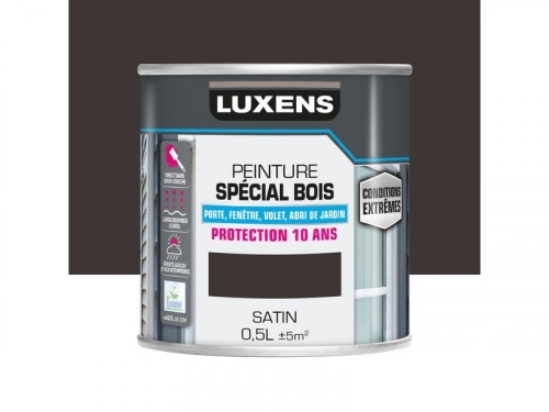 Peinture Bois Extérieur Conditions Extrêmes Luxens, Brun Gris Satiné 0.5 L
