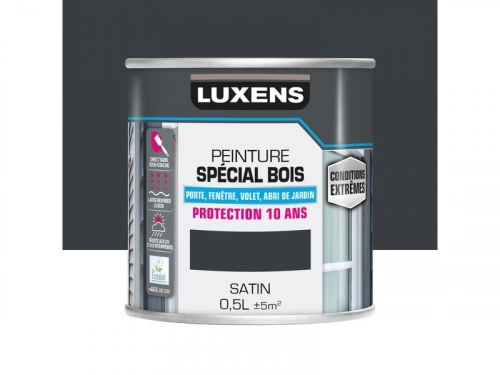 Peinture Bois Extérieur Conditions Extrêmes Luxens, Gris Anthracite Satiné 0.5 L