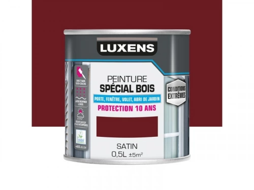 Peinture Bois Extérieur Conditions Extrêmes Luxens, Rouge Basque Satiné 0.5 L