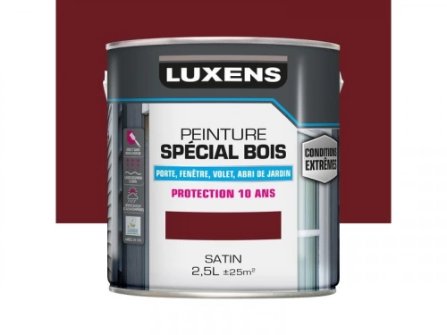 Peinture Bois Extérieur / Intérieur Satin Rouge Basque Luxens 2.5 L