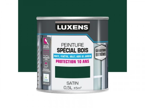 Peinture Bois Extérieur Conditions Extrêmes Luxens, Vert Mousse Satiné 0.5 L