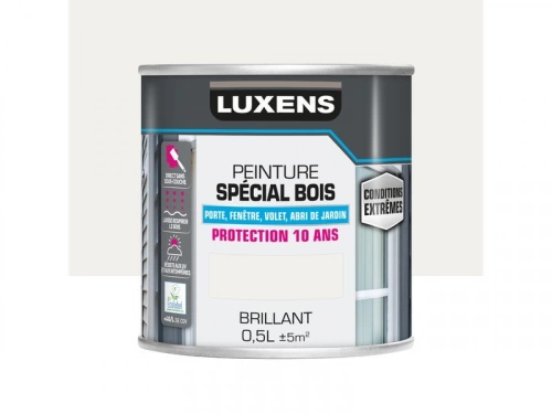 Peinture Bois Extérieur / Intérieur Brillant Blanc Luxens 0.5 L