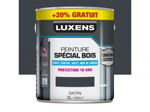 Peinture bois intérieur extérieur LUXENS gris anthracite satiné 3 L