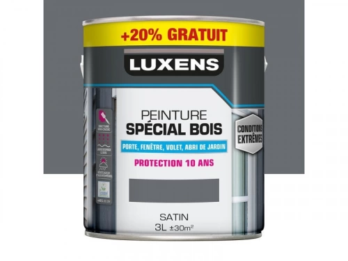 Peinture bois intérieur extérieur LUXENS granit 2 satiné 3 L