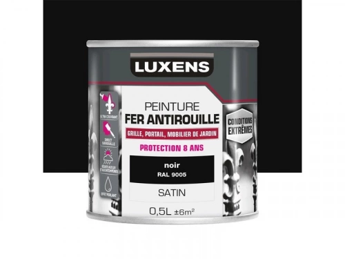 Peinture Fer Extérieur Luxens Noir Satiné 0.5 L