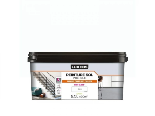 Peinture sol carrelage et bois intérieur, LUXENS, 2.5 L blanc satiné