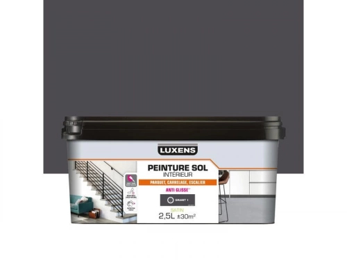Peinture sol carrelage et bois intérieur, LUXENS, 2.5 L granit 1 satiné