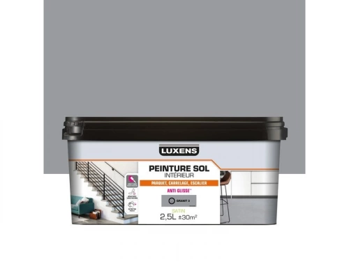 Peinture sol carrelage et bois intérieur, LUXENS, 2.5 L granit 3 satiné