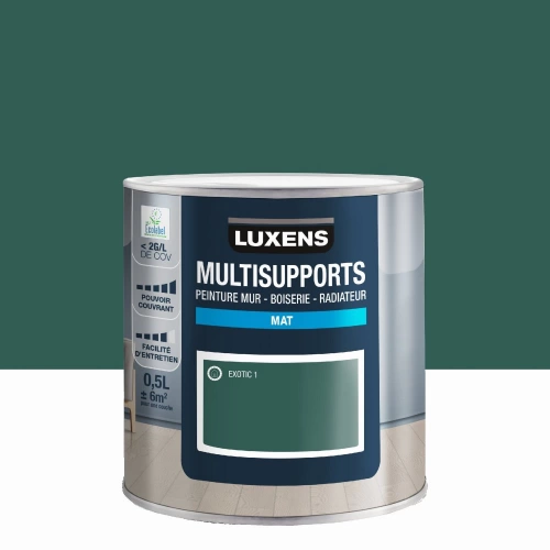 Peinture mat mur, boiserie et radiateur, LUXENS Exotic 1, vert, 0.5 litre