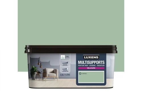 Peinture velours mur, boiserie et radiateur, LUXENS Cactus 5, vert, 2.5 litres