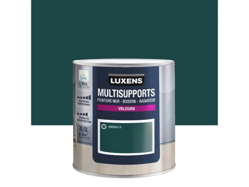 Peinture velours mur, boiserie et radiateur, LUXENS Emerald 0, bleu, 0.5 litre