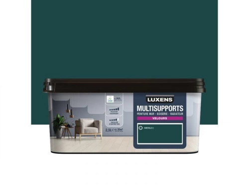 Peinture velours mur, boiserie et radiateur, LUXENS Emerald 0, bleu, 2.5 litres