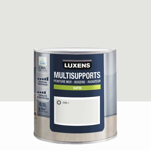 Peinture satiné mur, boiserie et radiateur, LUXENS Cool 1, blanc, 0.5 litre