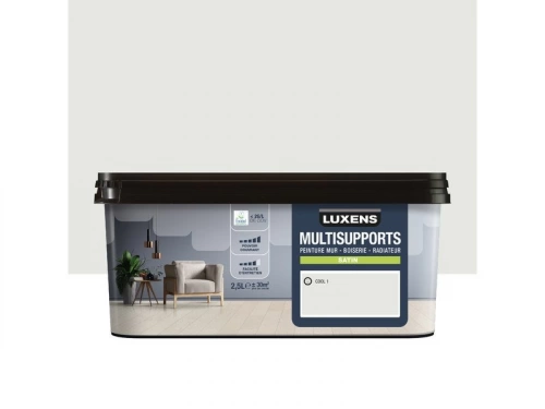 Peinture satiné mur, boiserie et radiateur, LUXENS Cool 1, blanc, 2.5 litres