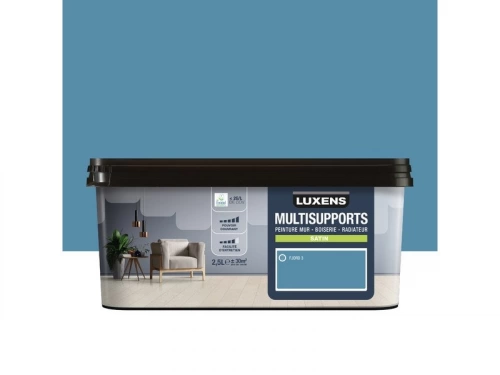 Peinture satiné mur, boiserie et radiateur, LUXENS Fjord 3, bleu, 2.5 litres