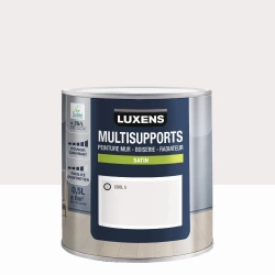 Peinture satiné mur, boiserie et radiateur, LUXENS Cool 5, blanc, 0.5 litre