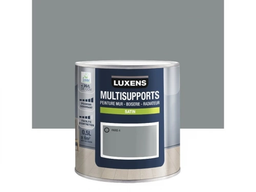 Peinture satiné mur, boiserie et radiateur, LUXENS Paris 4, gris, 0.5 litre