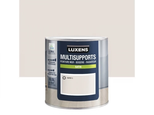 Peinture satiné mur, boiserie et radiateur, LUXENS Paper 3, blanc, 0.5 litre