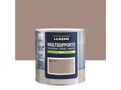 Peinture satiné mur, boiserie et radiateur, LUXENS Terra 4, brun, 0.5 litre