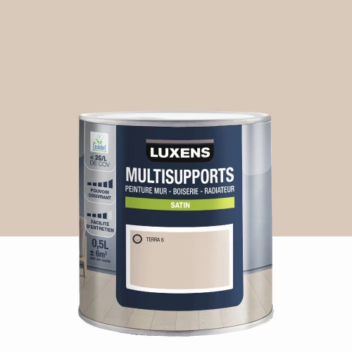 Peinture satiné mur, boiserie et radiateur, LUXENS Terra 6, brun, 0.5 litre