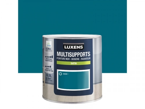 Peinture satiné mur, boiserie et radiateur, LUXENS Miami 1, bleu, 0.5 litre