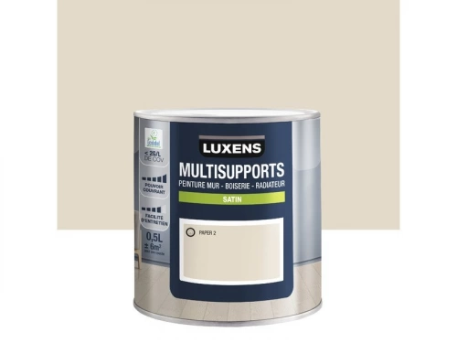 Peinture satiné mur, boiserie et radiateur, LUXENS Paper 2, blanc, 0.5 litre