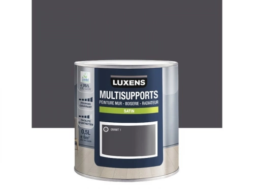 Peinture satiné mur, boiserie et radiateur, LUXENS Granit 1, gris, 0.5 litre