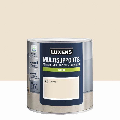 Peinture satiné mur, boiserie et radiateur, LUXENS Cream 2, blanc, 0.5 litre